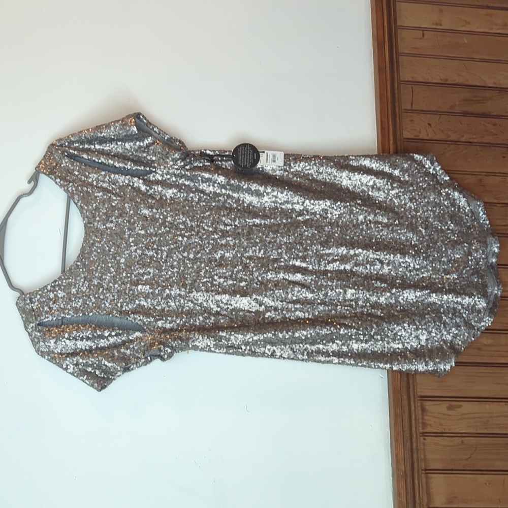 Amuse Society Midnight Dress Silver Metallic size  SMALL